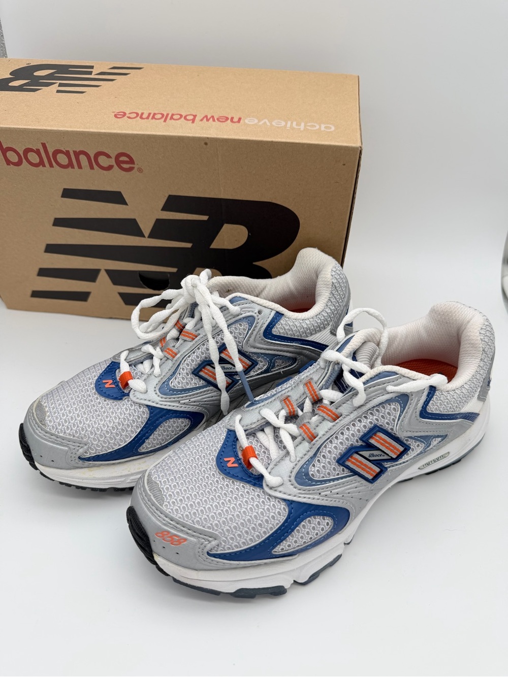 New Balance 858 Women’s Size 5.5 B Silver Blue Orange Sneakers